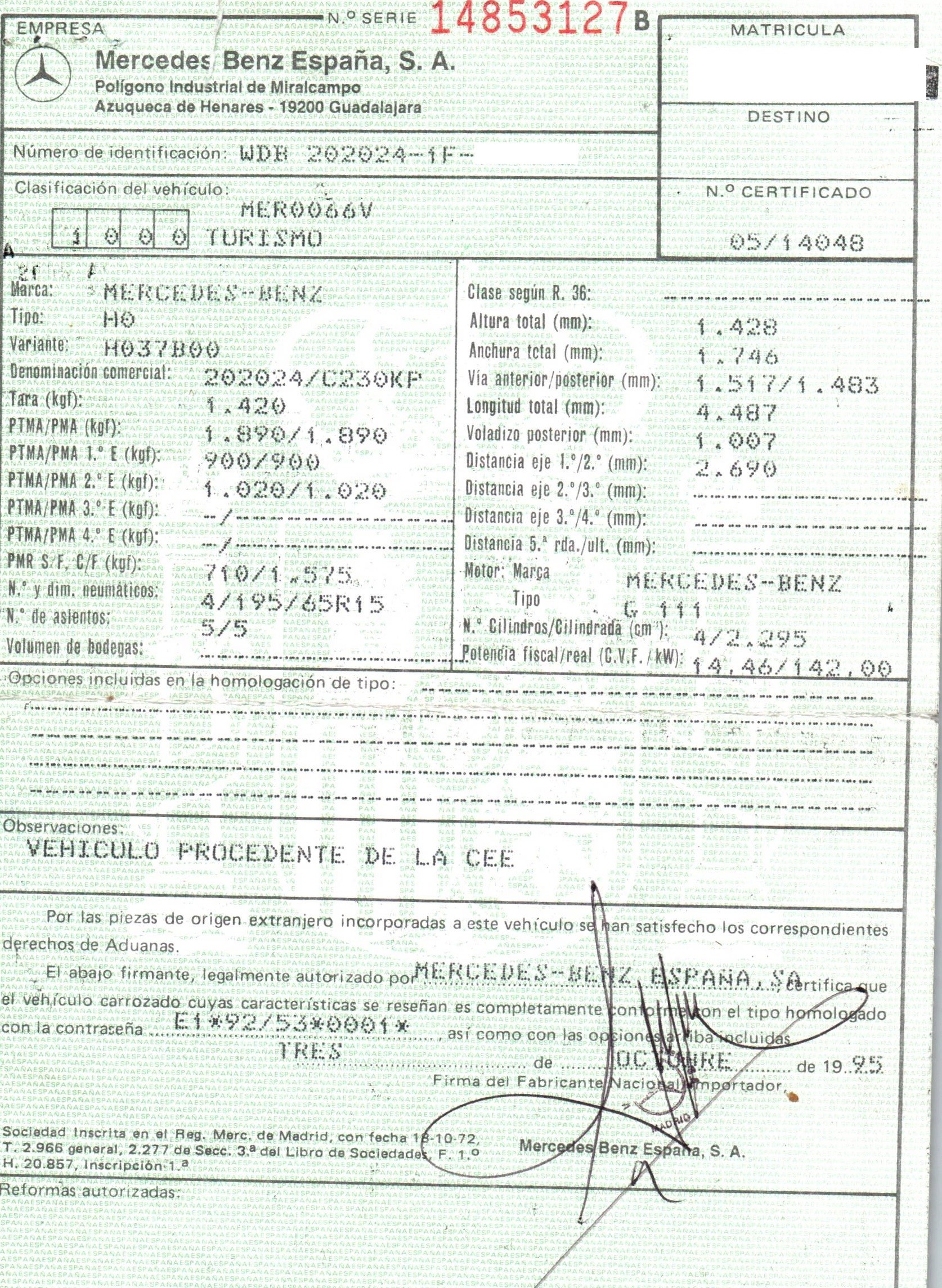 ROVER C-Class W202/S202 (1993-2001) Lève-vitre de porte avant gauche 4PUERTAS, 4PUERTAS+2PINES 19836267