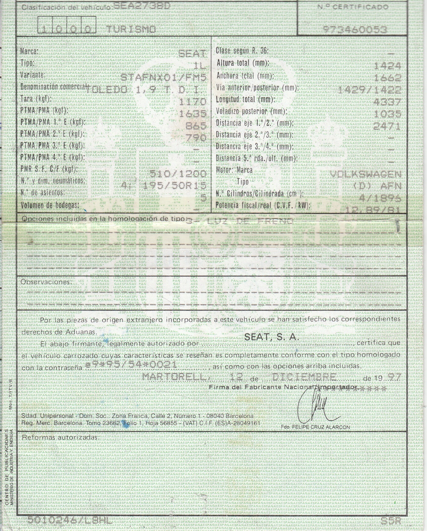 LANCIA Toledo 1 generation (1991-1999) Oglindă ușă stânga față 5PINES,1L0857507S+ 19776902