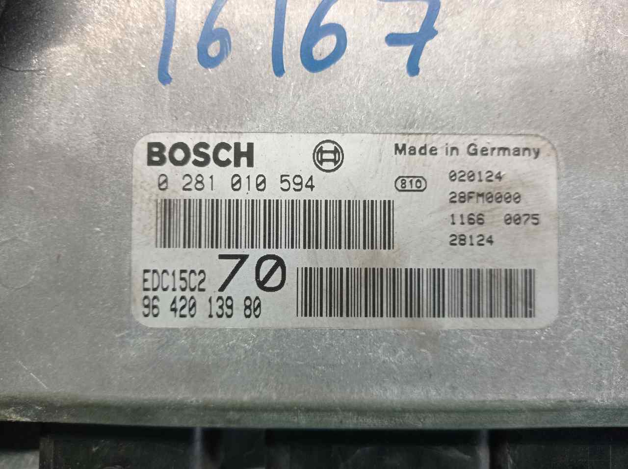 VAUXHALL 206 1 generation (1998-2009) Calculateur d'unité de commande du moteur 0281010594, 9642013980+ 19829984