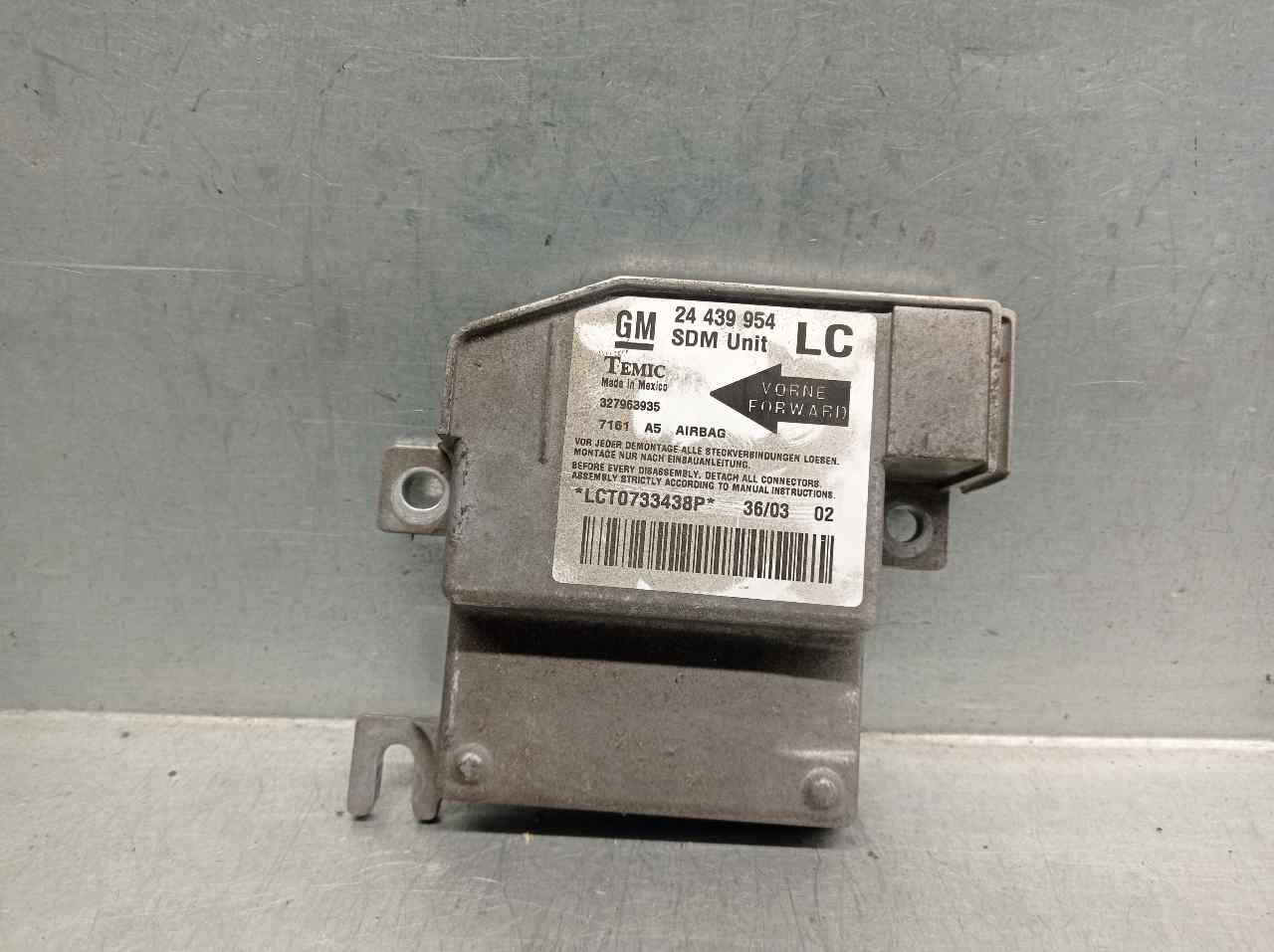 OPEL Corsa C (2000-2006) SRS Control Unit 24439954, 327963935, TEMIC 19861225