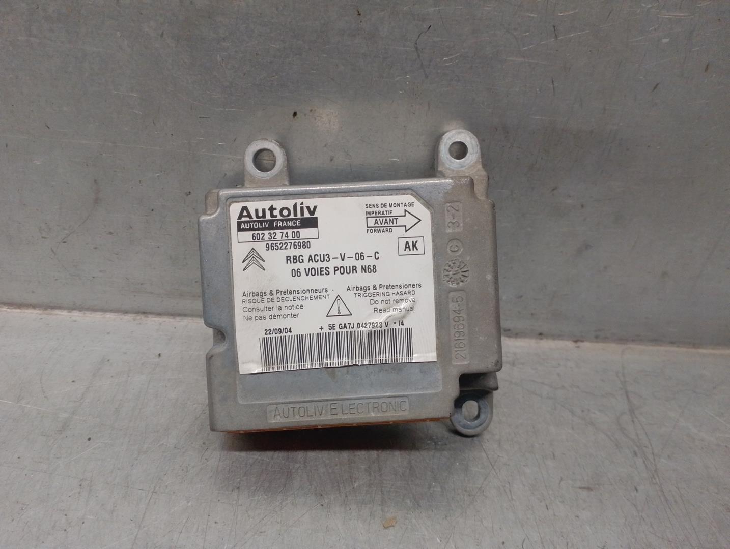 CITROËN Xsara Picasso 1 generation (1999-2010) SRS Control Unit 9652276980, 602327400, AUTOLIV 24169565