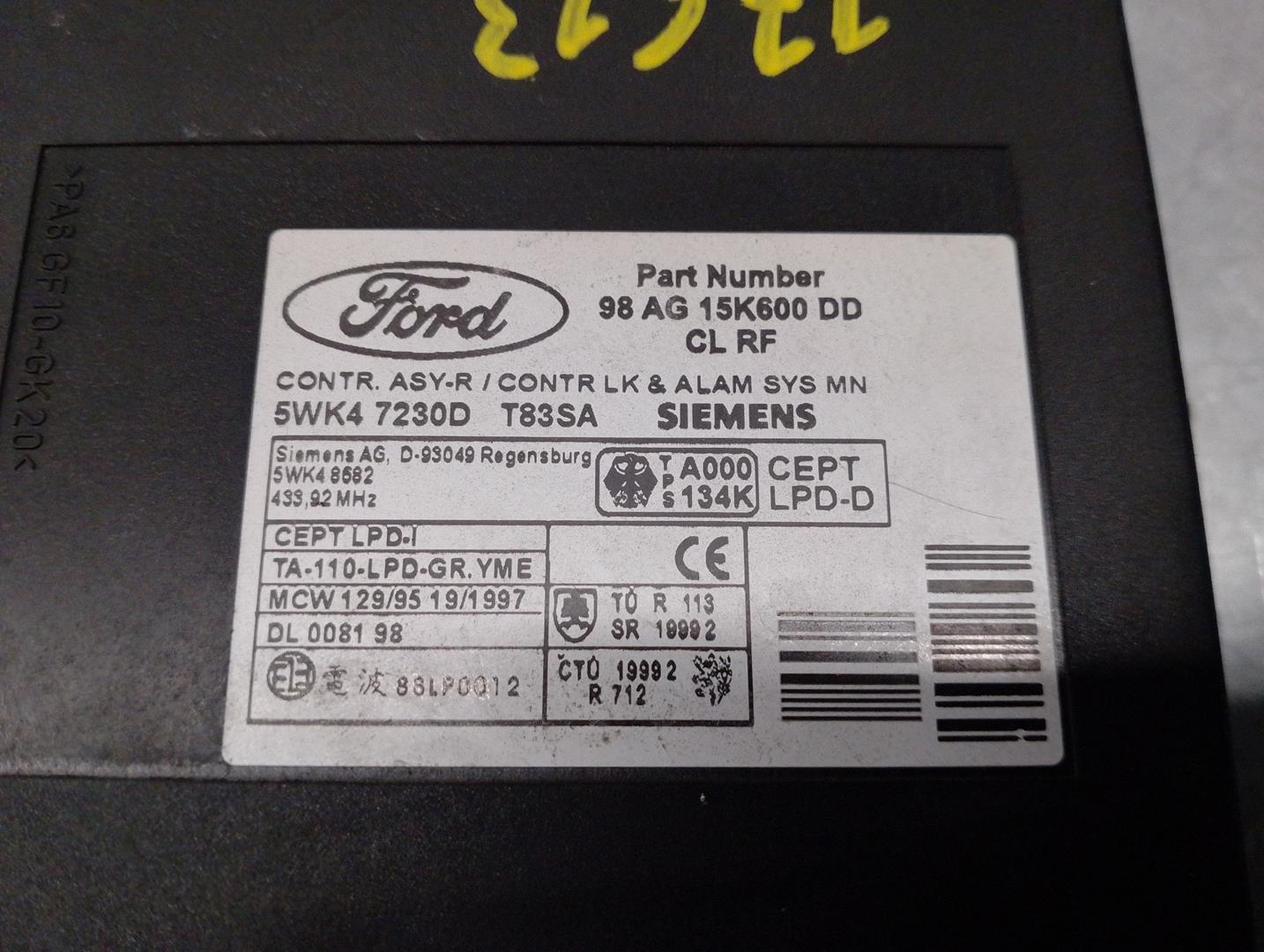 FORD Focus 3 generation (2000-2013) Comfort Control Unit 98AG15K600DD, 5WK47230D, SIEMENS 19906253