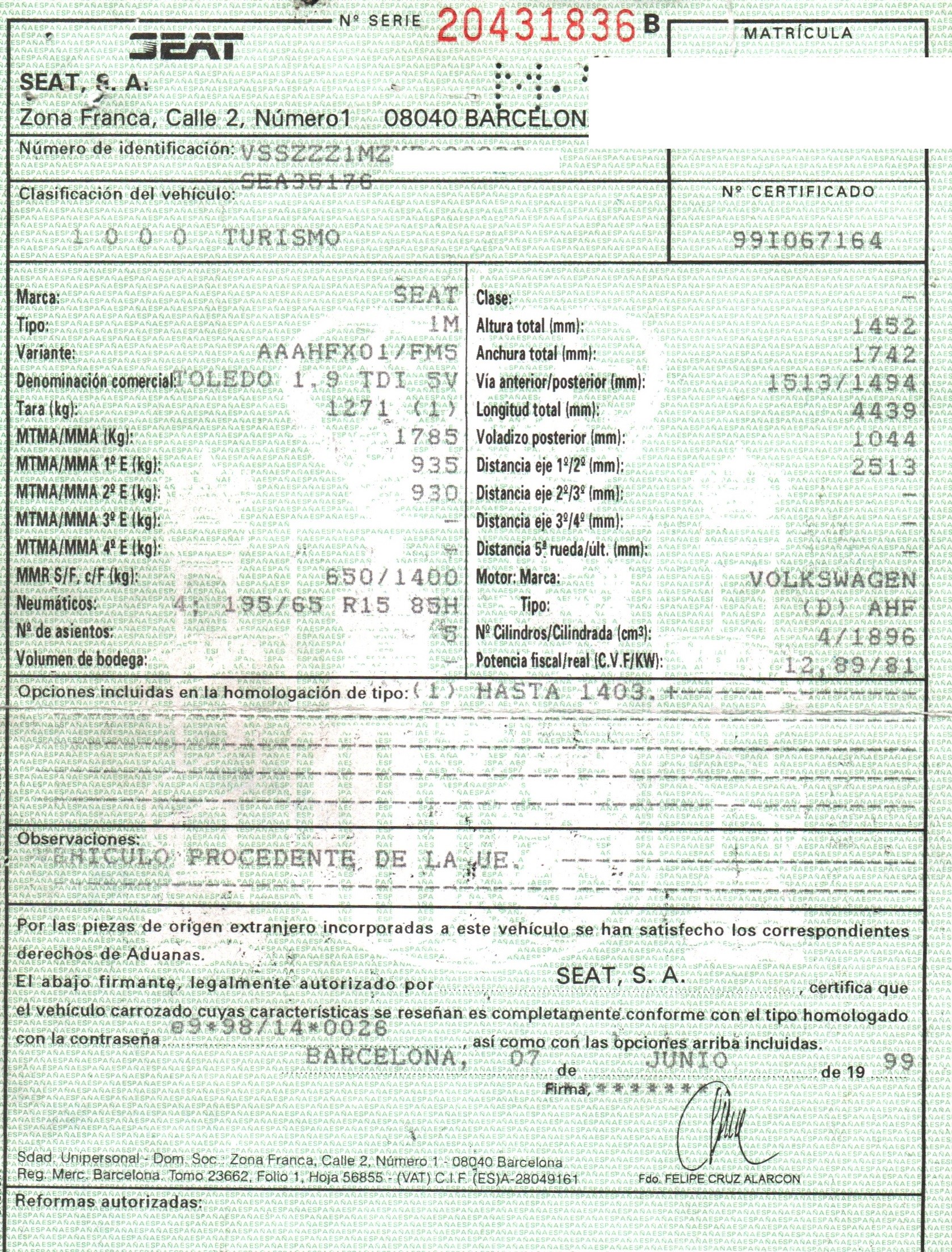 NISSAN Toledo 2 generation (1999-2006) Замок задней правой двери 6PINES, 4PUERTAS, 3B4839016A+ 19809514