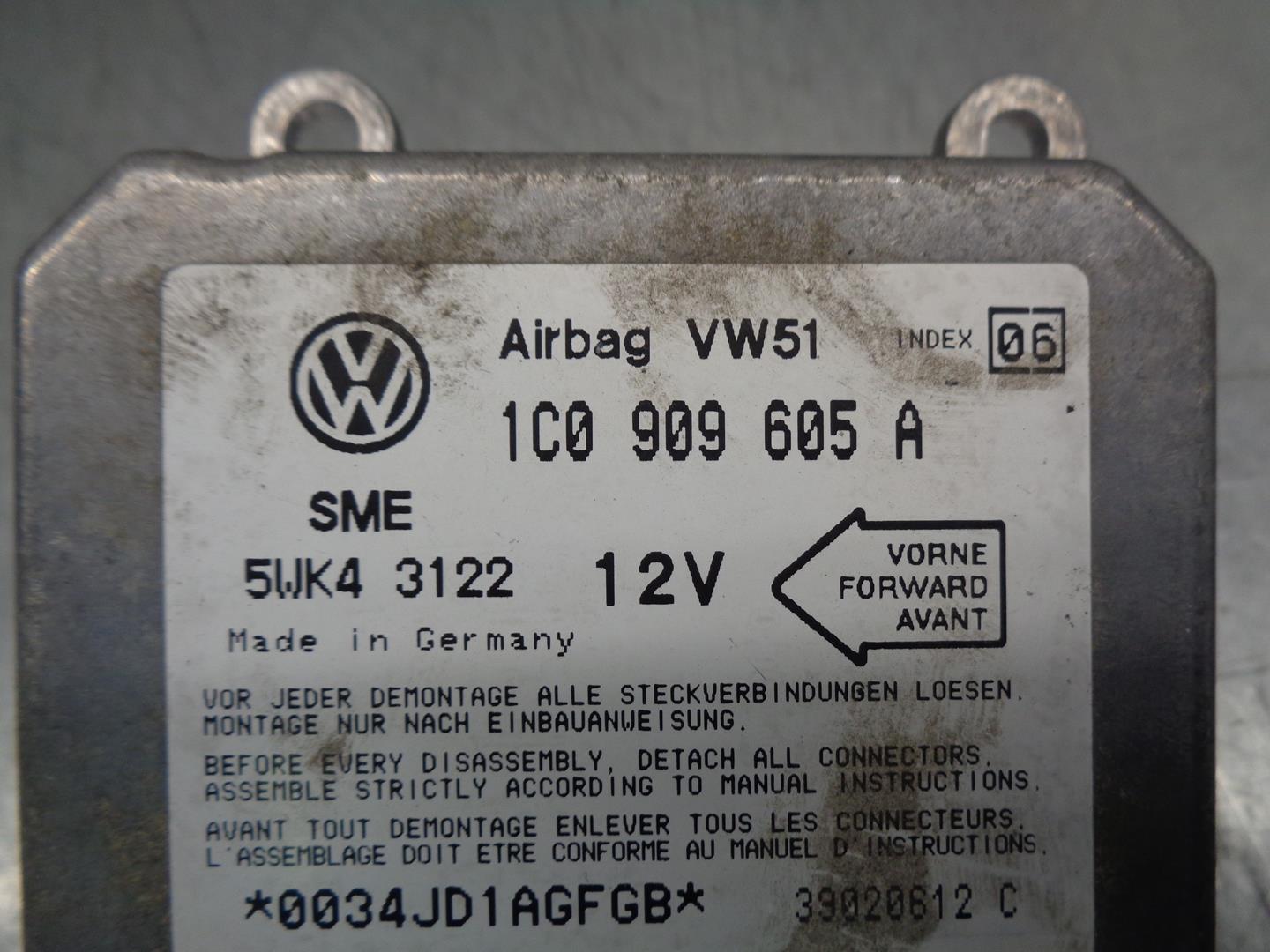 VOLKSWAGEN Bora 1 generation (1998-2005) Unité de contrôle SRS 1C0909605A,5WK43122,SME 19864283