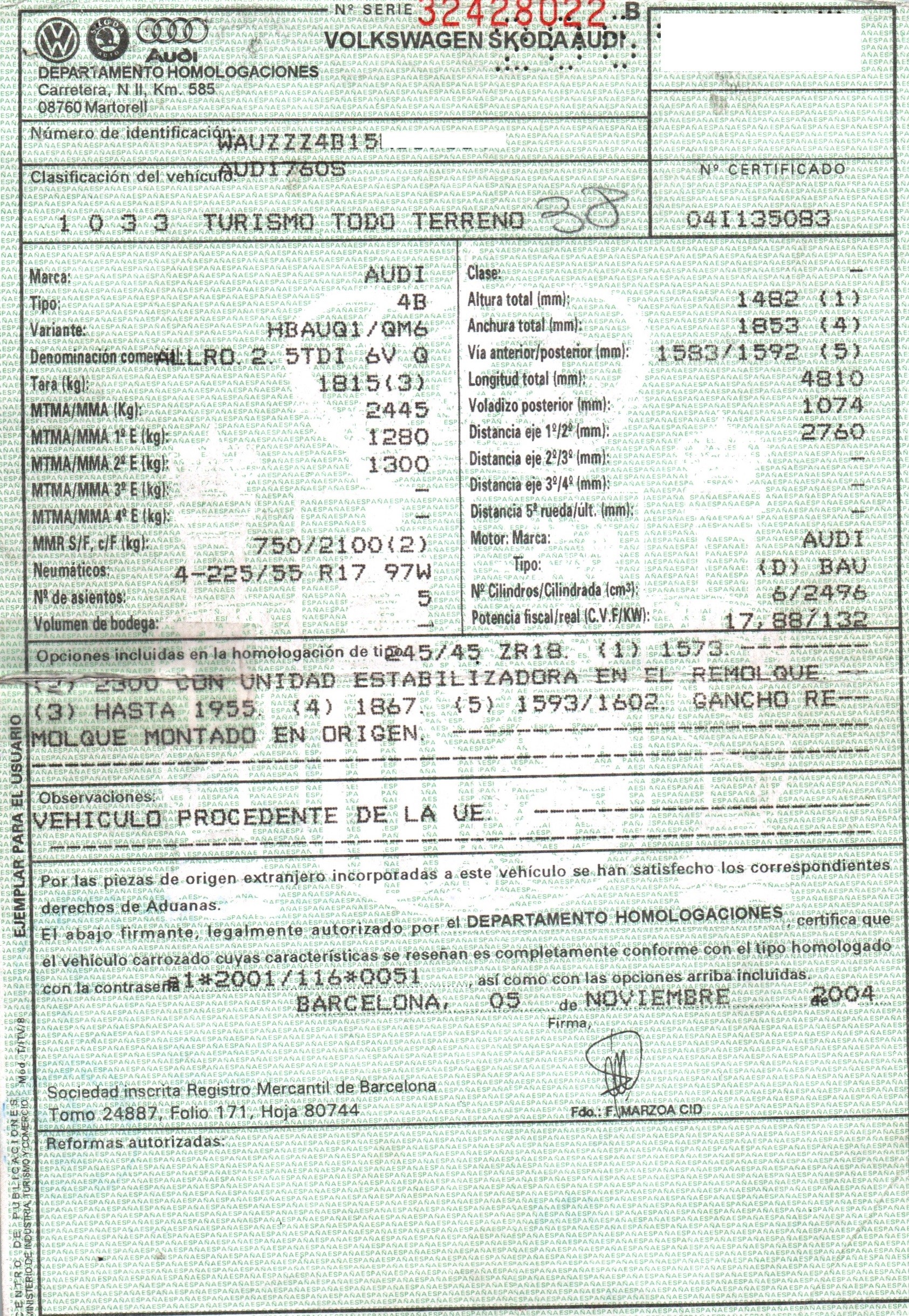 FIAT A6 C5/4B (1997-2004) Лайсна за заден ляв калник 4Z7853817+ 19808225