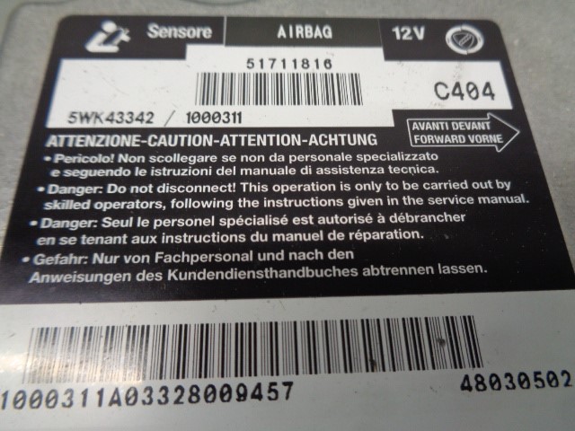 FIAT Stilo 1 generation (2001-2010) Unitate de control SRS SIEMENS,SIEMENS+5WK43342 19845090