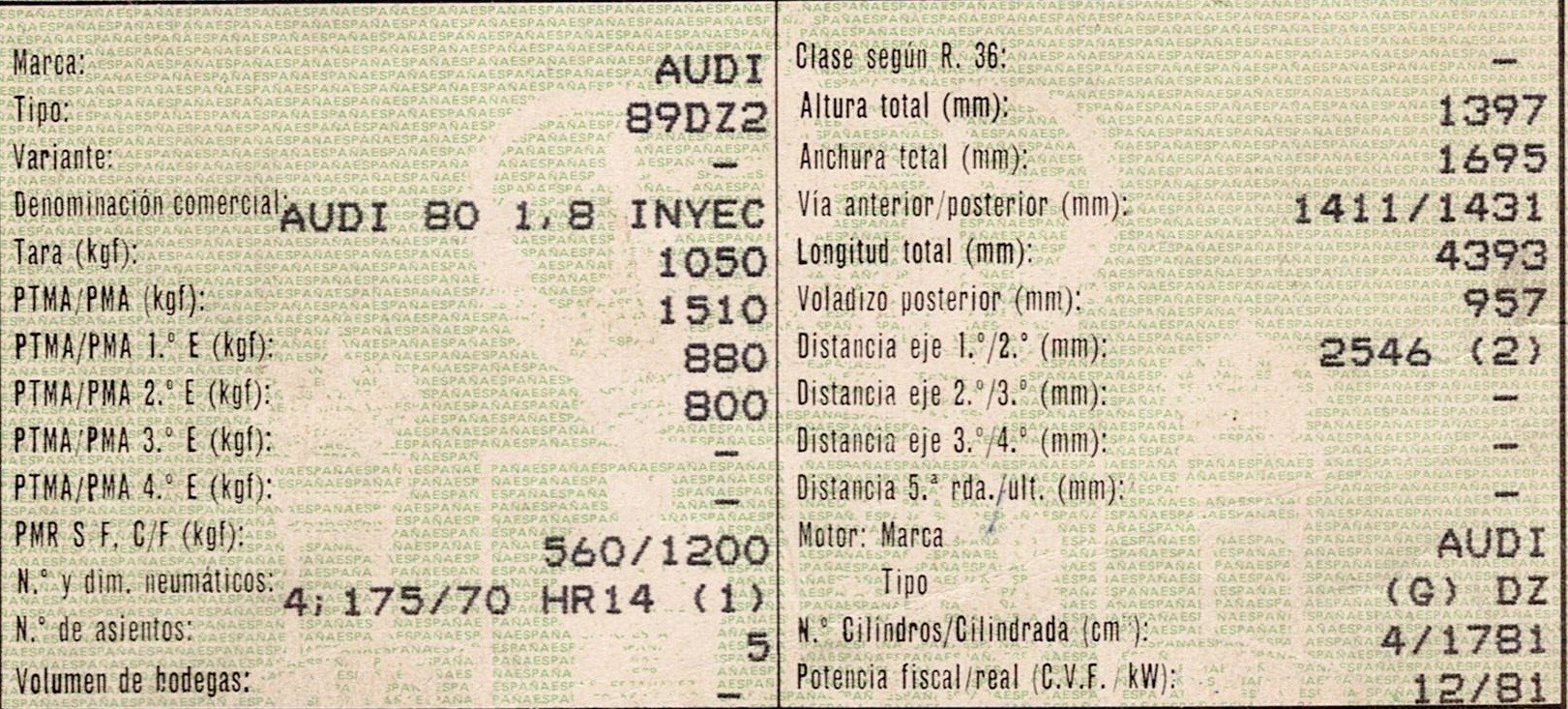 AUDI 80 B2 (1978-1986) Стеклоподъемник задней левой двери 893839397A, 2PINES, 4PUERTAS 21097784