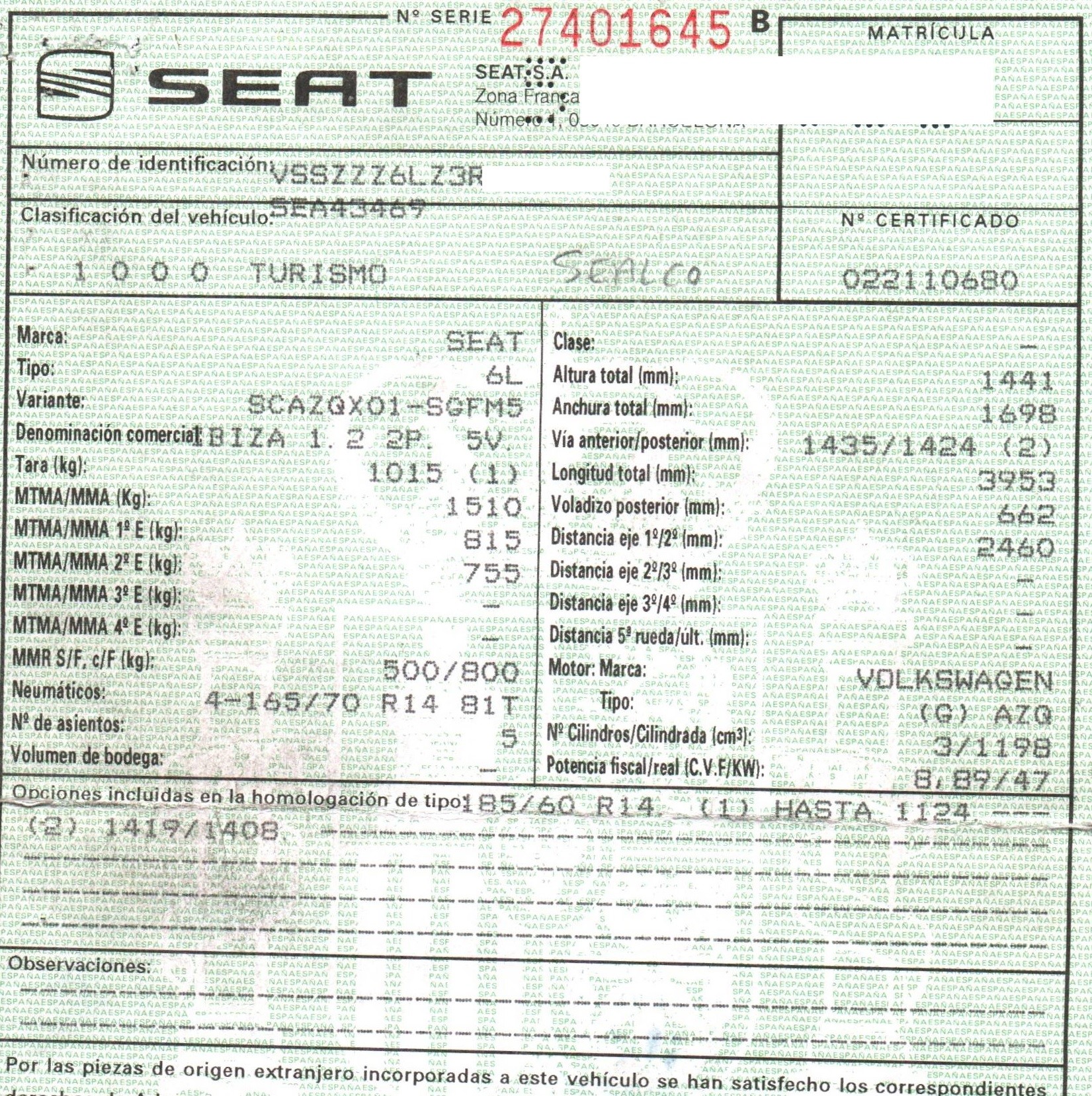 SEAT Cordoba 2 generation (1999-2009) Генератор VALEO,VALEO+2542578C 19816669