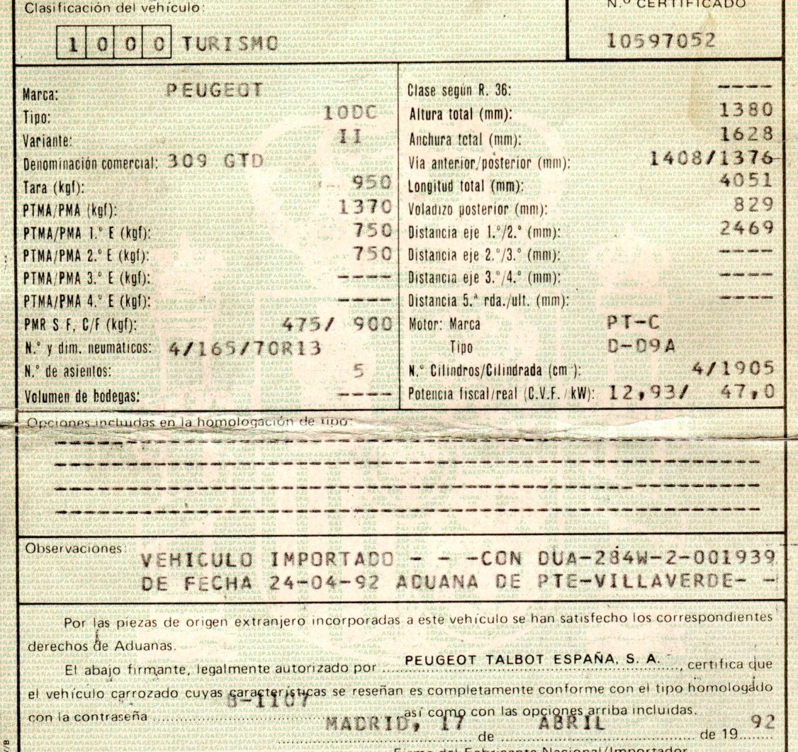 PEUGEOT 309 1 generation (1985-1993) Høyre foran dør GRISOSCURO 19781832