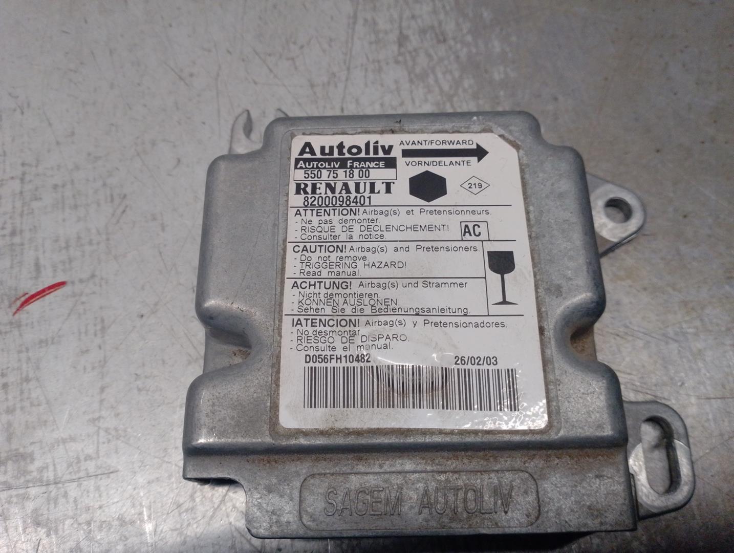 RENAULT Kangoo 1 generation (1998-2009) SRS Control Unit 8200098401, 8200098401 24208756