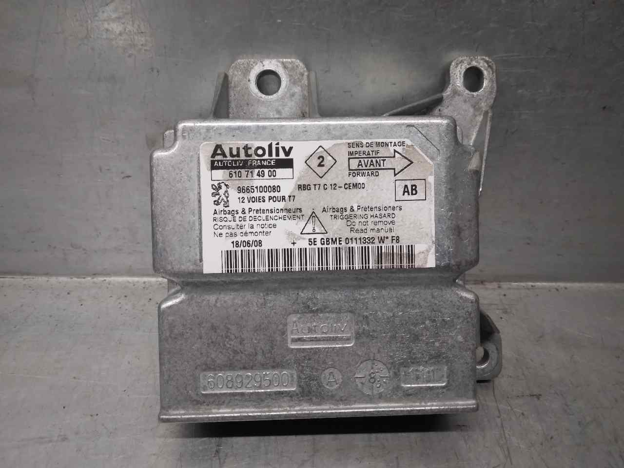 PEUGEOT 308 T7 (2007-2015) SRS Control Unit 9665100080,610714900,AUTOLIV 19916871