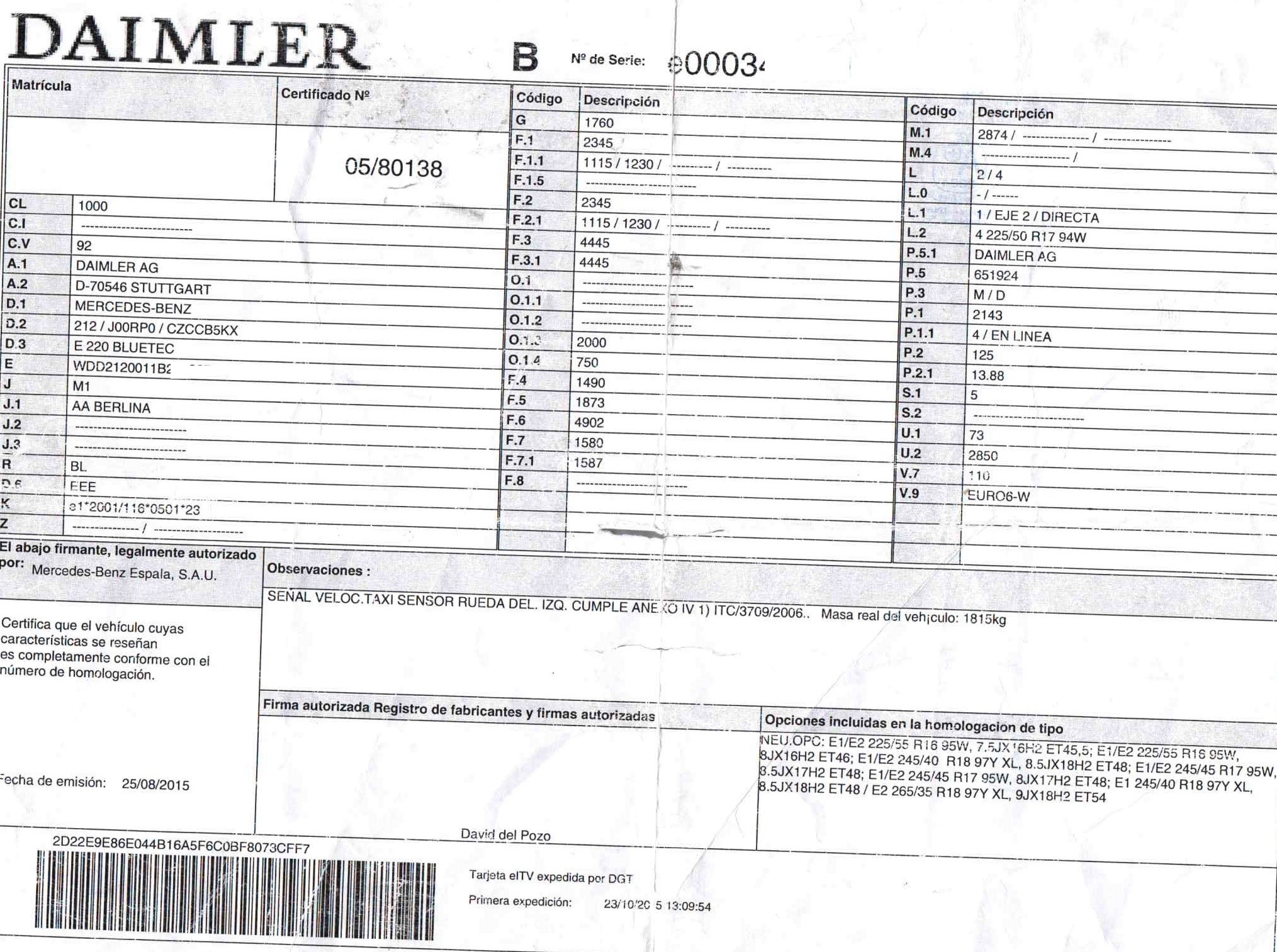 MERCEDES-BENZ E-Class W212/S212/C207/A207 (2009-2016) Кнопка стеклоподъемника задней правой двери 19842915