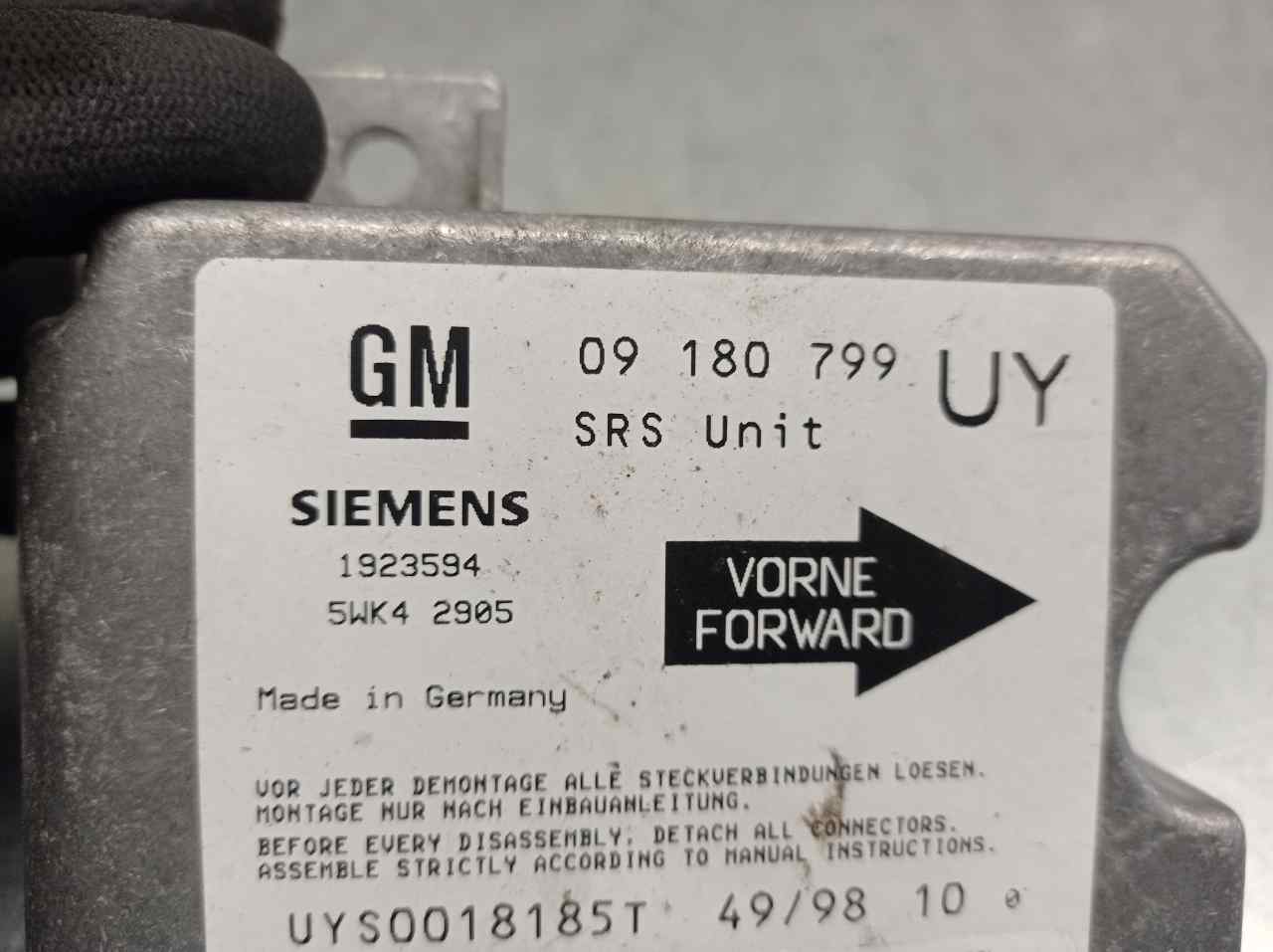 OPEL Astra H (2004-2014) SRS Control Unit 09180799, 5WK42905, SIEMENS 24137830