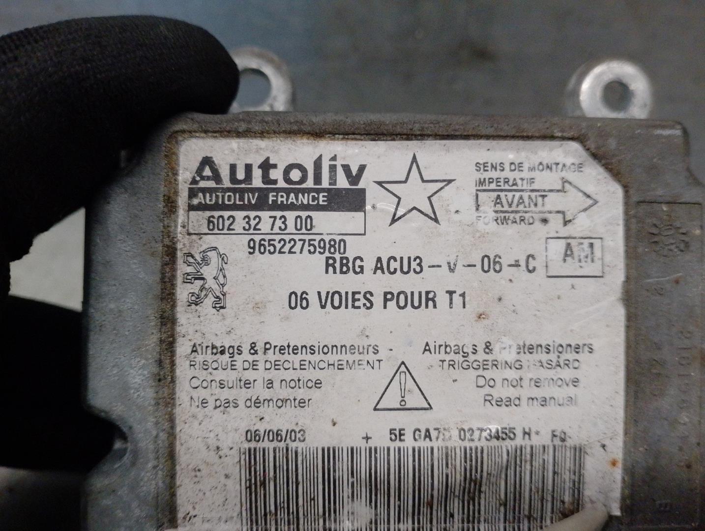 RENAULT 206 1 generation (1998-2009) SRS Control Unit 9652275980, 602327300, AUTOLIV 21107783