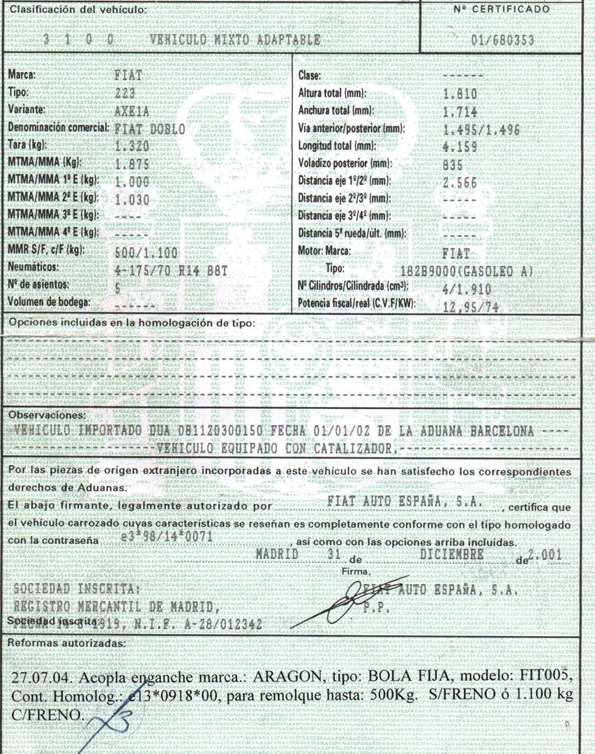 FIAT Doblo 1 generation (2001-2017) Alternator 46782213, 63321826, DENSO 24157555