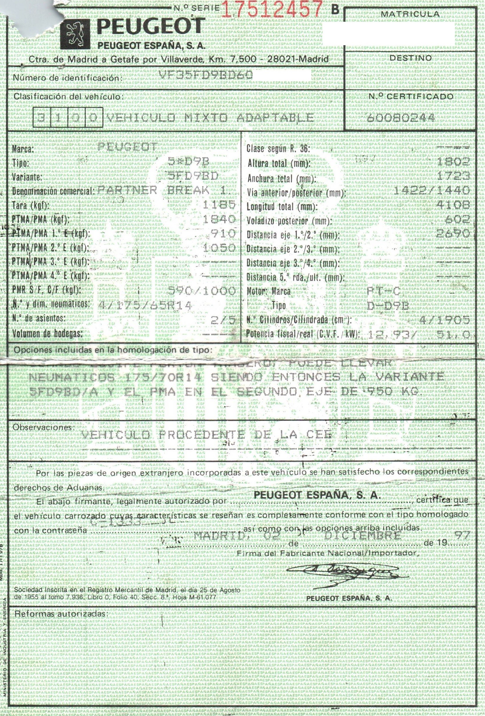 DODGE Partner 1 generation (1996-2012) Генератор HELLA, HELLA+75733 19811517