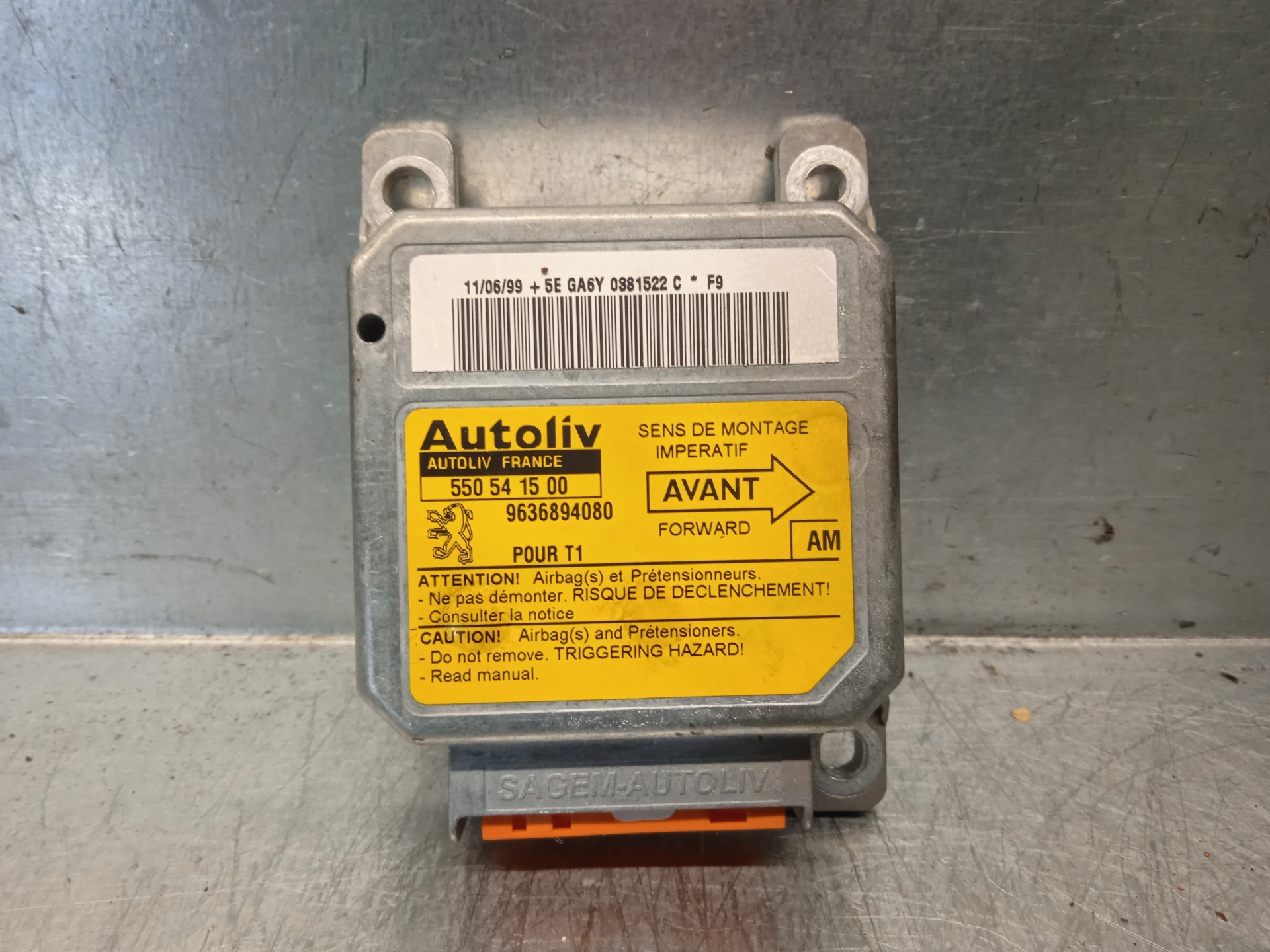 FORD 206 1 generation (1998-2009) SRS Control Unit AUTOLIV, AUTOLIV+550541500 19837500