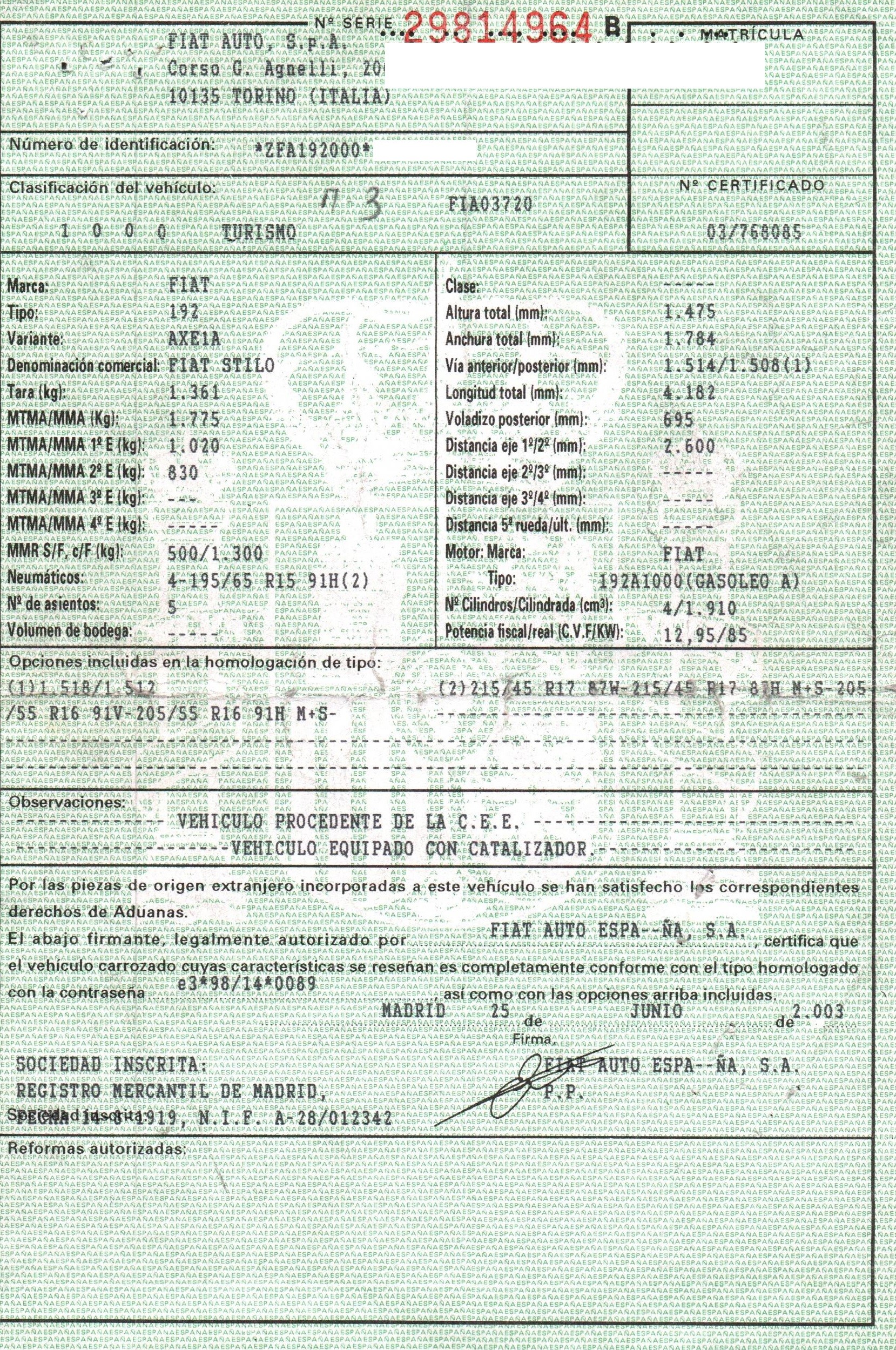 FIAT Stilo 1 generation (2001-2010) SRS kontrollenhet SIEMENS, SIEMENS+5WK43342 19810583