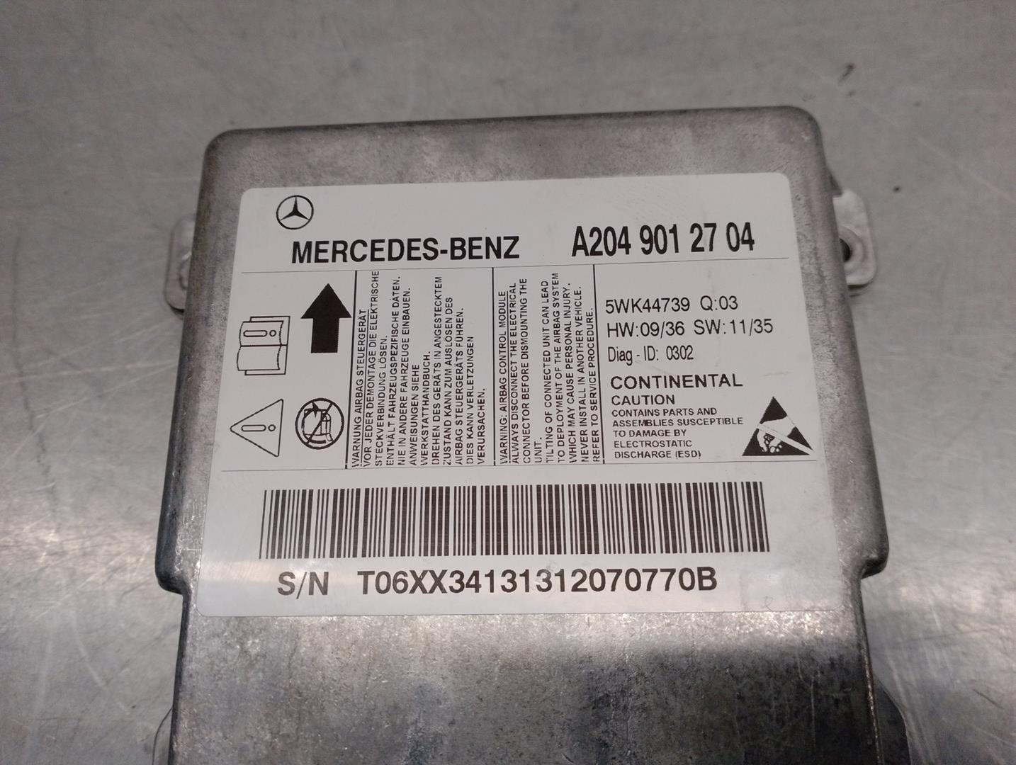 MERCEDES-BENZ C-Class W204/S204/C204 (2004-2015) SRS vadības bloks A2049012704, 5WK44739, SIEMENES 19922855