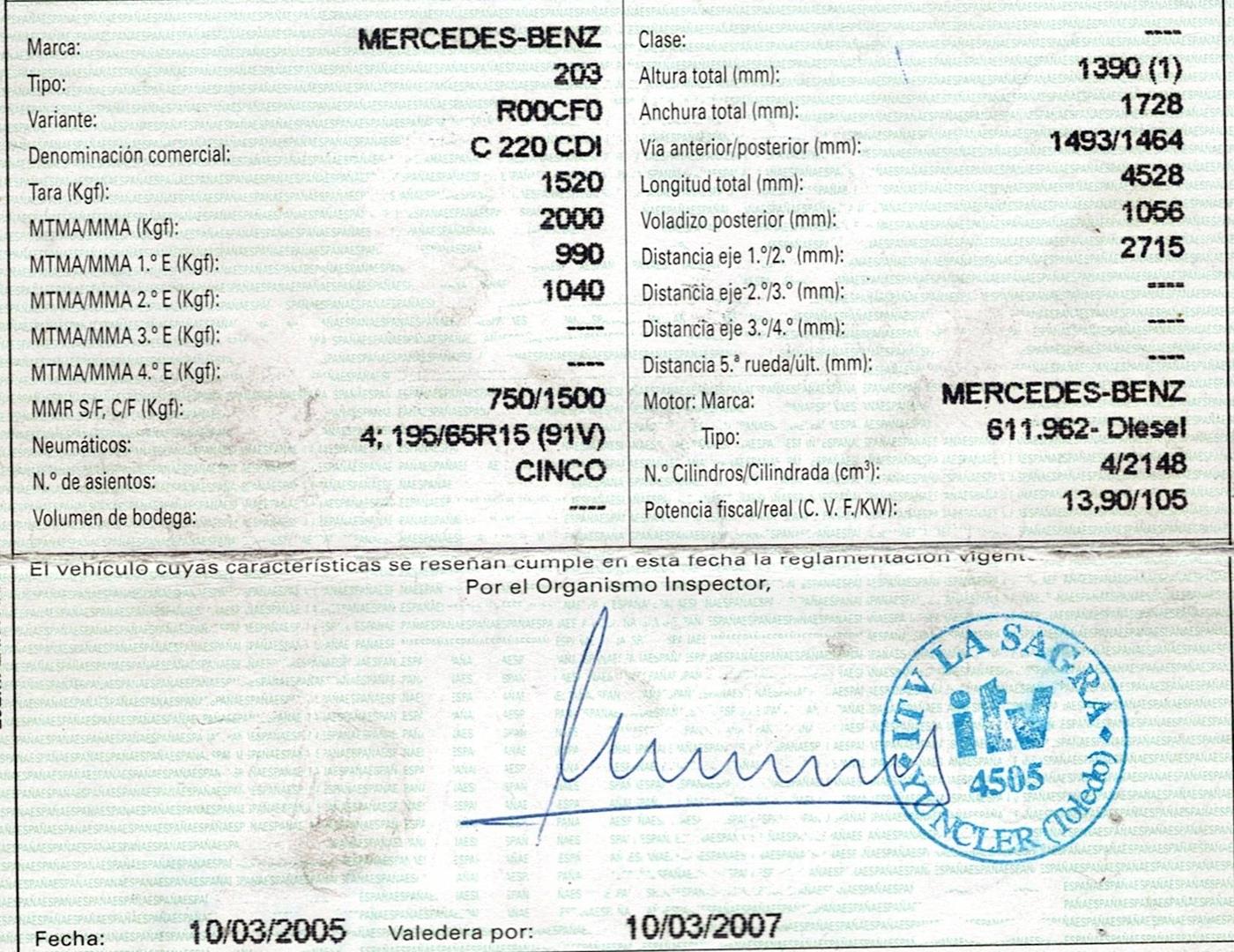 MERCEDES-BENZ C-Class W203/S203/CL203 (2000-2008) задний правый суппорт A0034237598 21710952