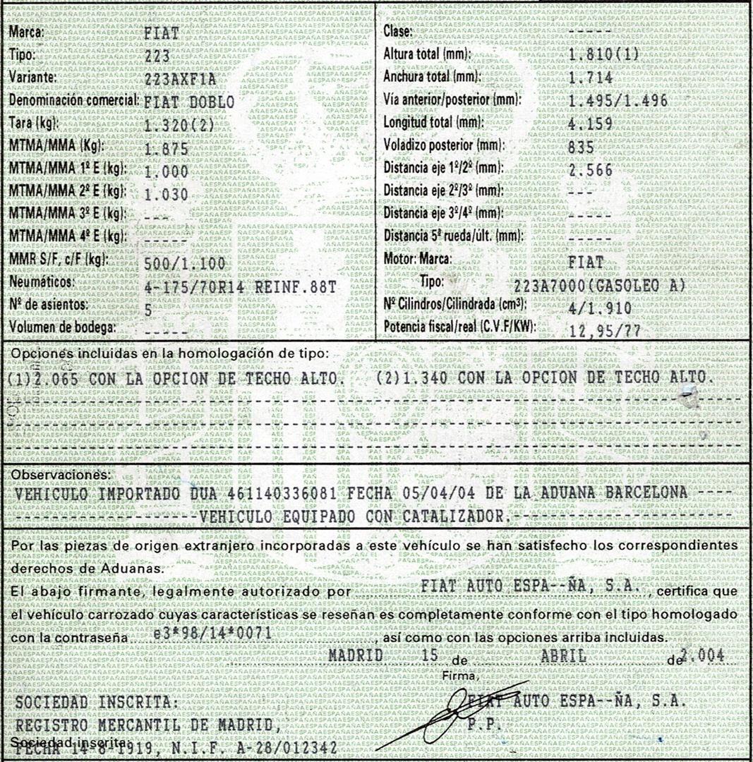 FIAT Doblo 1 generation (2001-2017) Priekinio bamperio (buferio) balkis 46747095, DEHIERRO 21709966