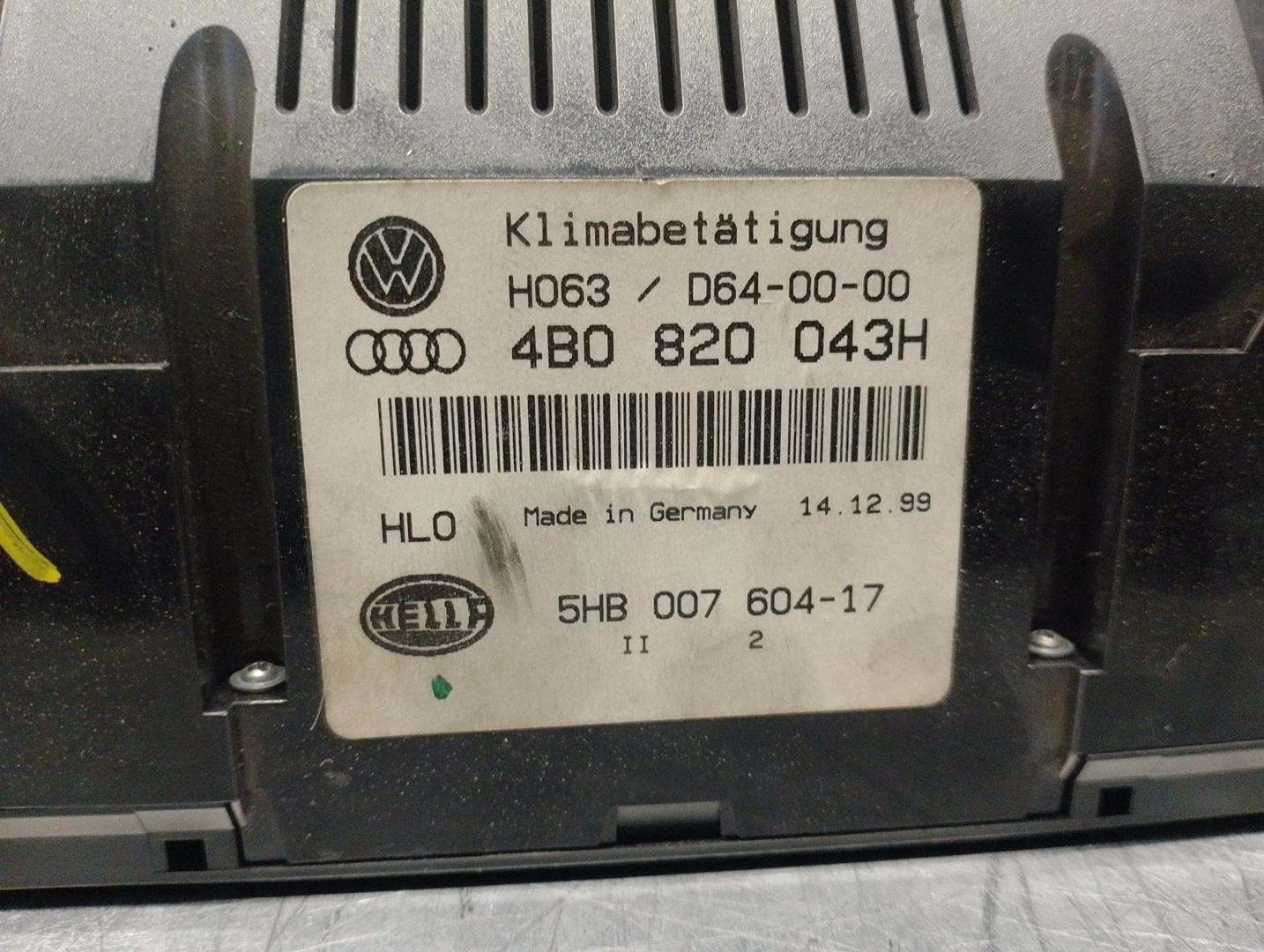 AUDI A3 8L (1996-2003) Climate  Control Unit 4B0820043H, 5HB00760417, HELLA 21709837