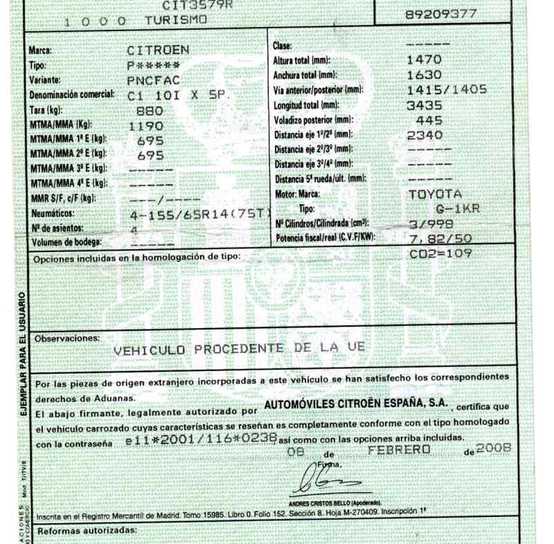 CITROËN C1 1 generation (2005-2016) Vasen etuistuin 5PUERTAS 19731860