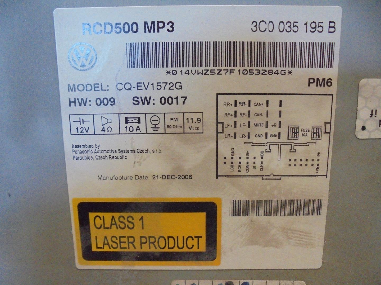 VOLKSWAGEN Passat B6 (2005-2010) Muzikos grotuvas be navigacijos 3C0035195B 19757802