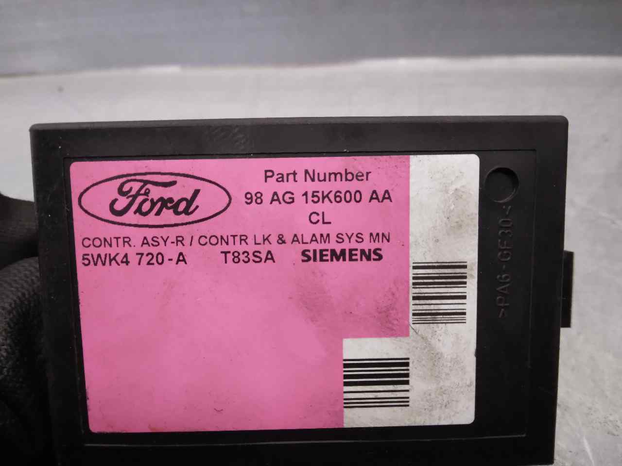 FORD Focus 1 generation (1998-2010) Other Control Units 98AG15K600AA, 5WK4720A, SIEMENS 19908393