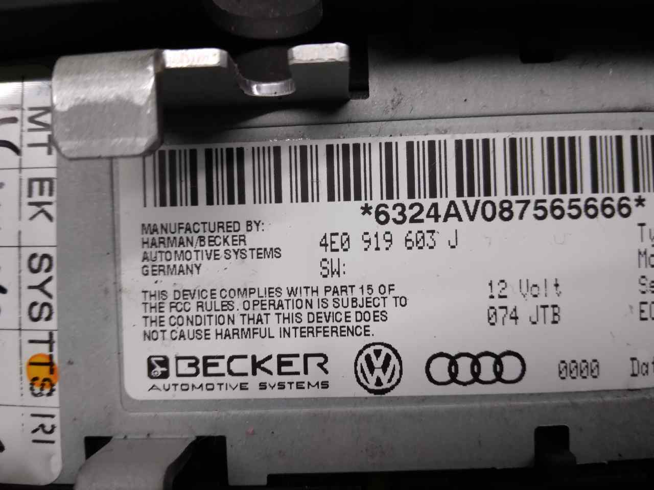 AUDI A8 D3/4E (2002-2010) Andra interiördelar 4E0919603J, BECKER 24139089