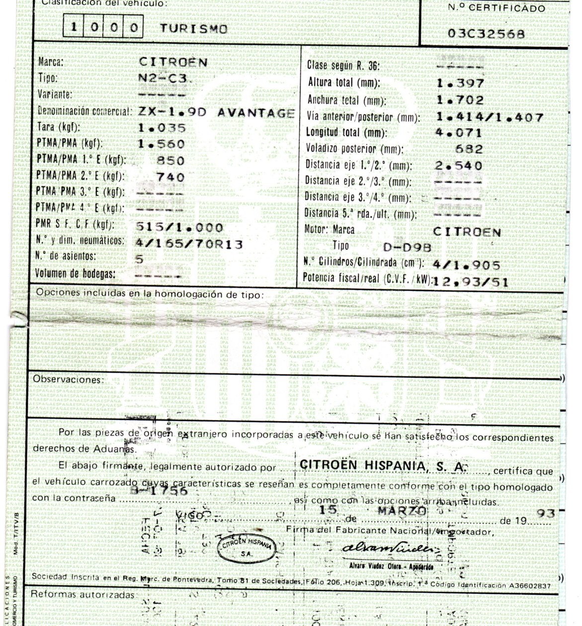 VOLKSWAGEN ZX 1 generation (1991-1997) Передняя правая дверь 5PUERTAS, 5PUERTAS+ROJA 19772424