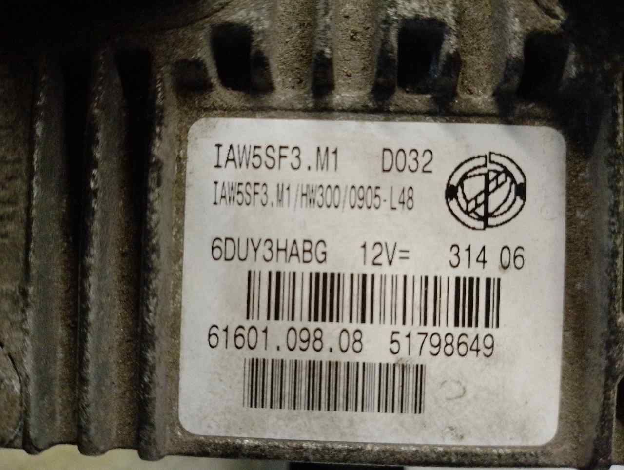 FIAT Punto 3 generation (2005-2020) Engine Control Unit ECU 51798649 19860905