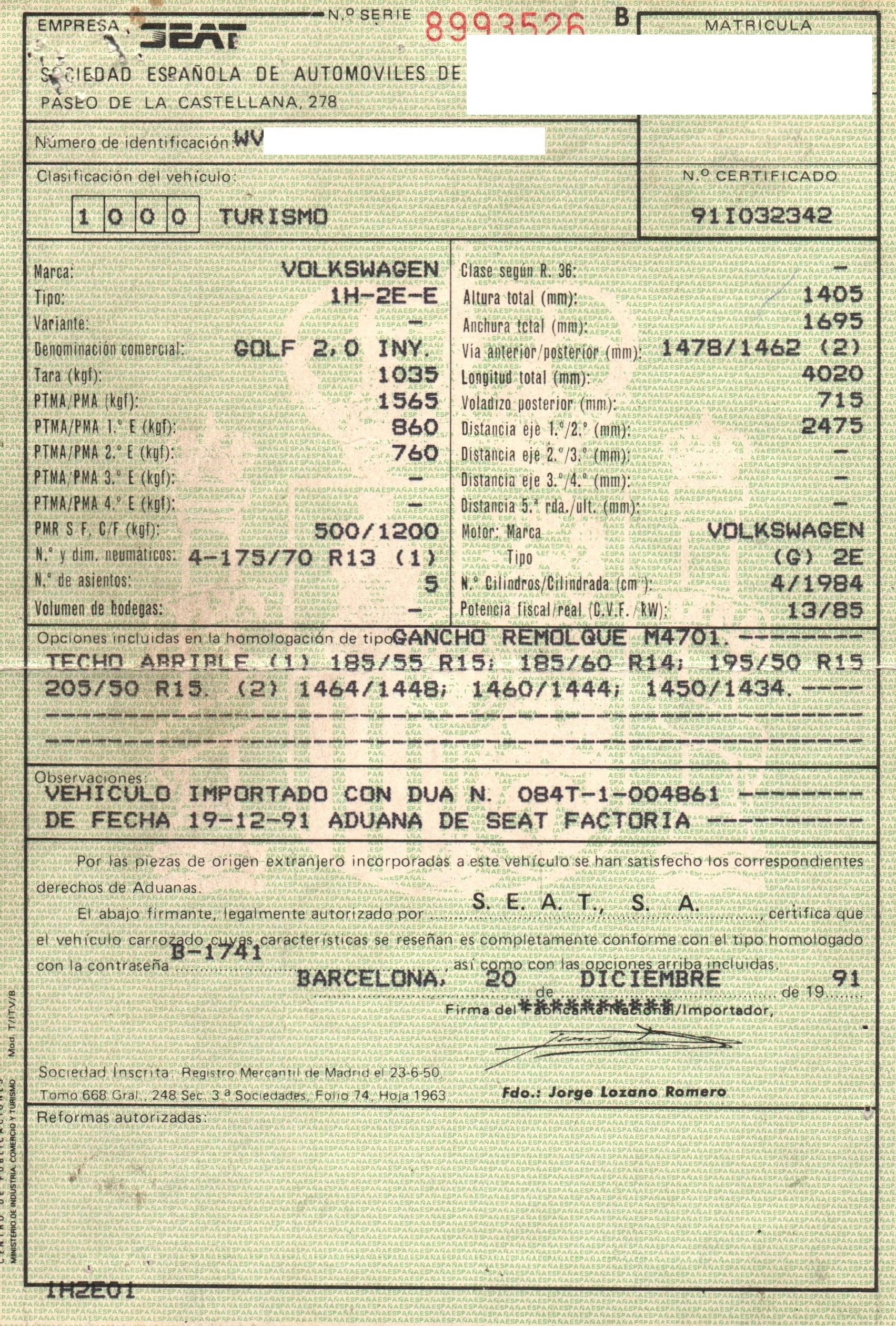 VOLKSWAGEN Golf 3 generation (1991-1998) Serrure de porte avant droite 7PINES, 3PUERTAS, 1H1837016A+ 19841906