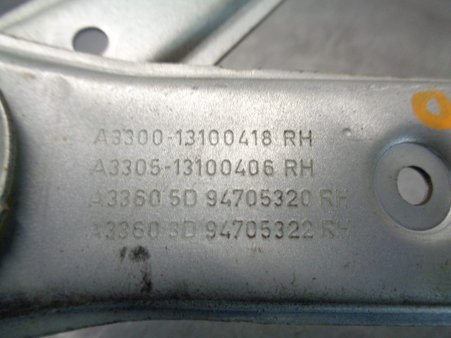 OPEL Astra J (2009-2020) Стеклоподъемник передней правой двери 13100418, 6PINES, 5PUERTAS 19908717