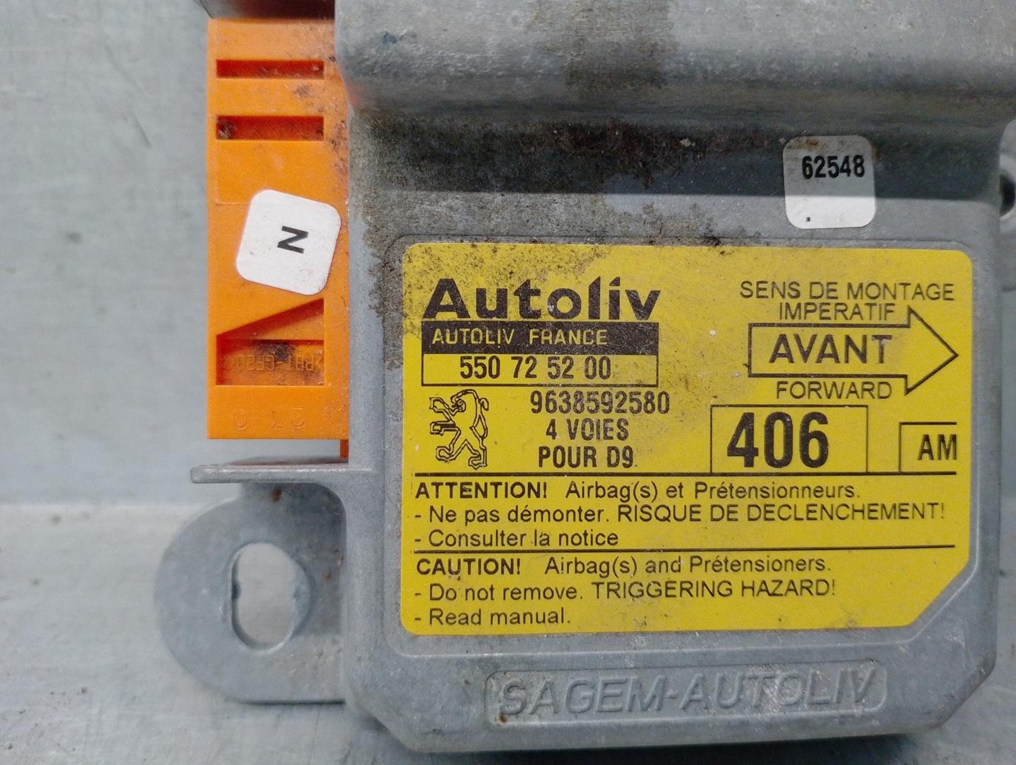 PEUGEOT 406 1 generation (1995-2004) SRS Control Unit 9638592580, 550725200, AUTOLIV 21724224