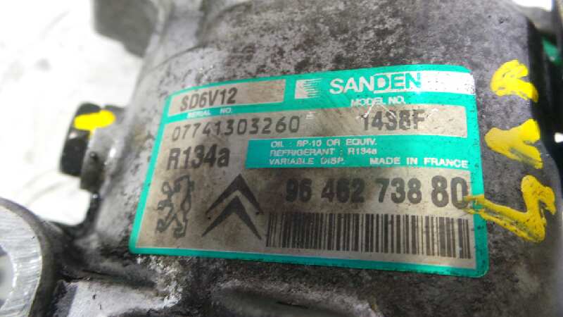 RENAULT 206 1 generation (1998-2009) Air Condition Pump 9646273880, 1438F, SANDENSD6V12 18970352