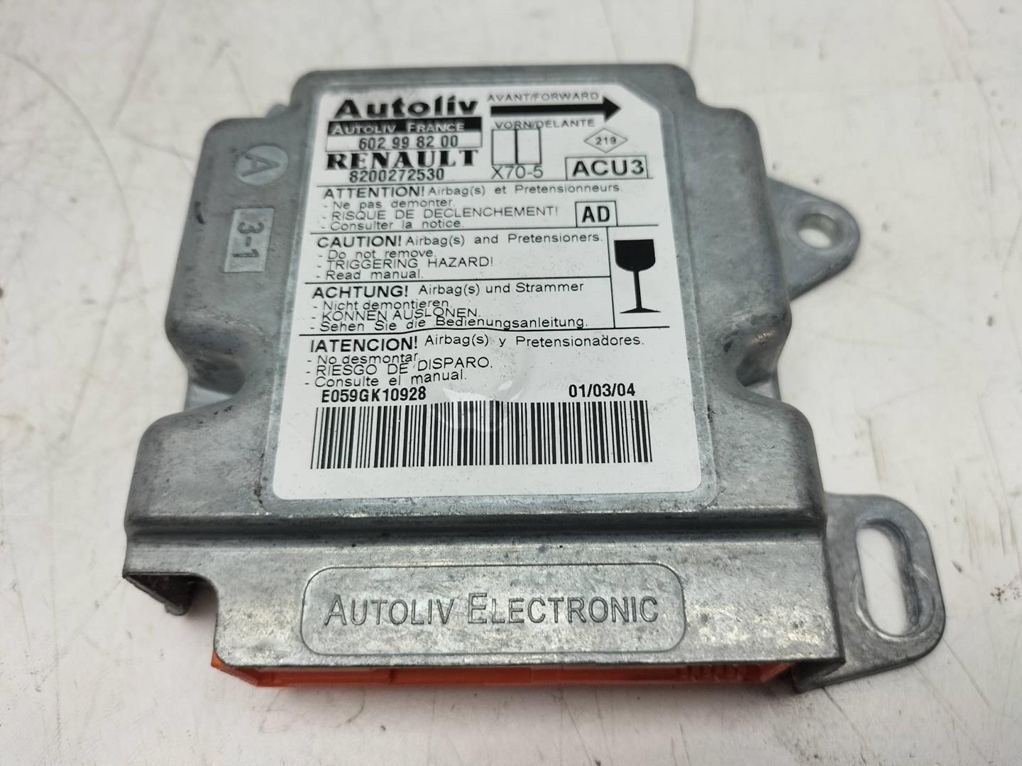 RENAULT Master 2 generation (1997-2010) SRS Control Unit 8200272530, 602998200, AUTOLIV 24580907