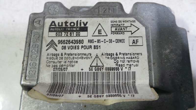 CITROËN C4 1 generation (2004-2011) Блок SRS 9662643980, 603726100, 9662643980 18976526