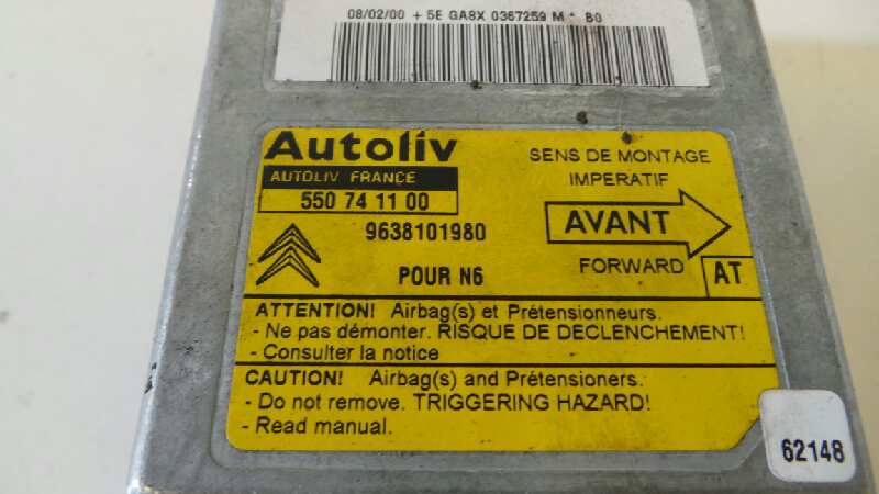 RENAULT Xsara 1 generation (1997-2004) SRS Control Unit 9638101980,550741100,AUTOLIV 19092454