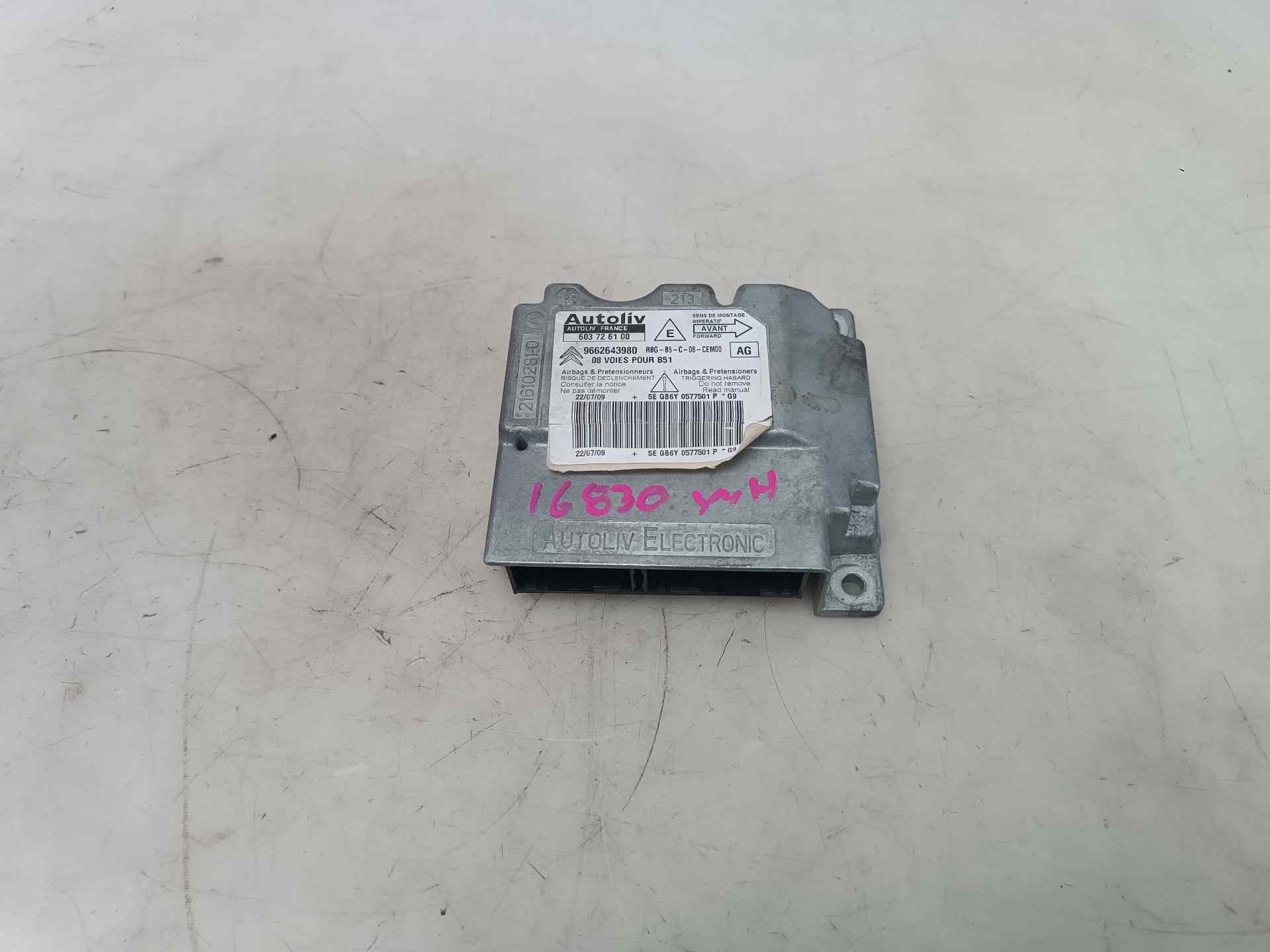 PEUGEOT 308 T7 (2007-2015) SRS Control Unit 9662643980,9662643980,603721600 25915424